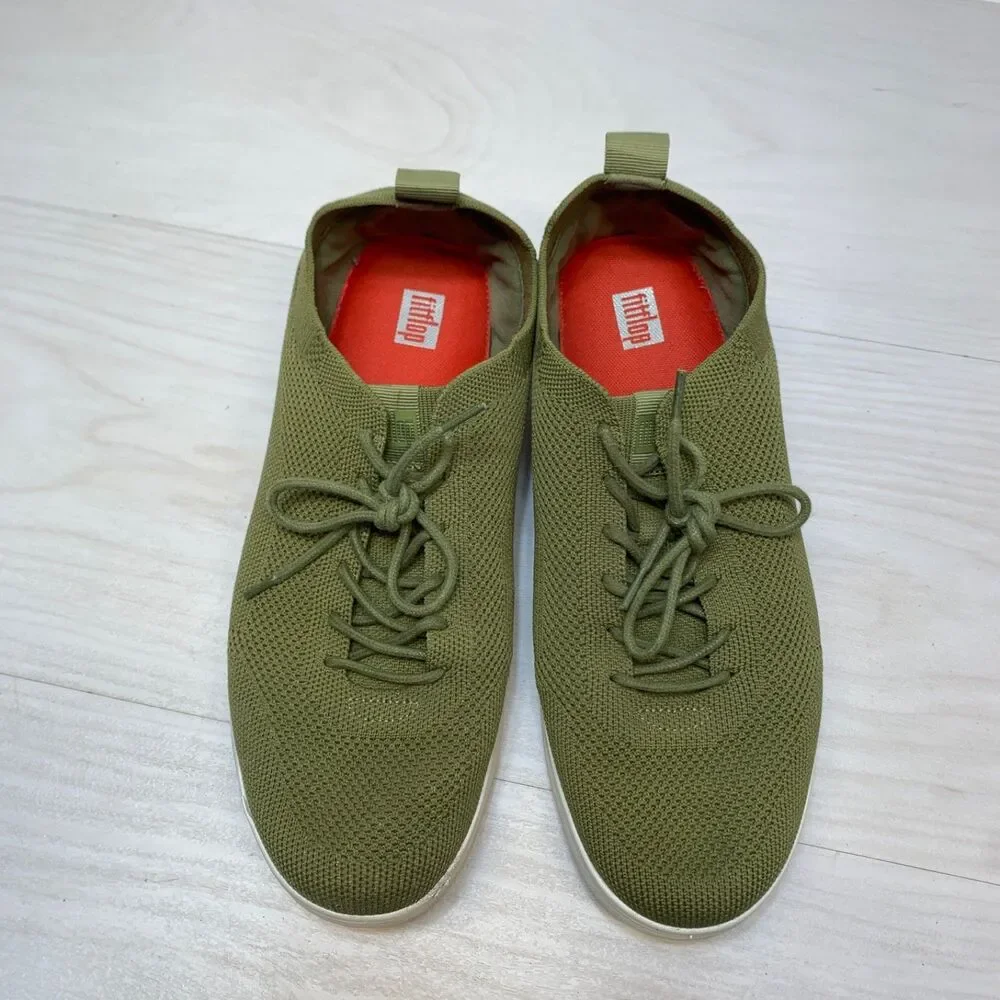 FitFlop Rally Tonal Knit Sneakers‎ Womens Size 10 Green Comfort Walking Shoes